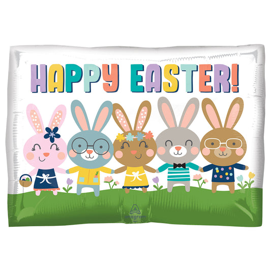 Happy Easter Bunnies Standard Balloon - Foil 18" X 16" wide