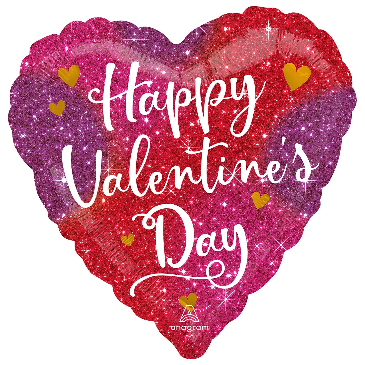 Valentine Ombre Sparkles Standard Balloon - Foil 18"