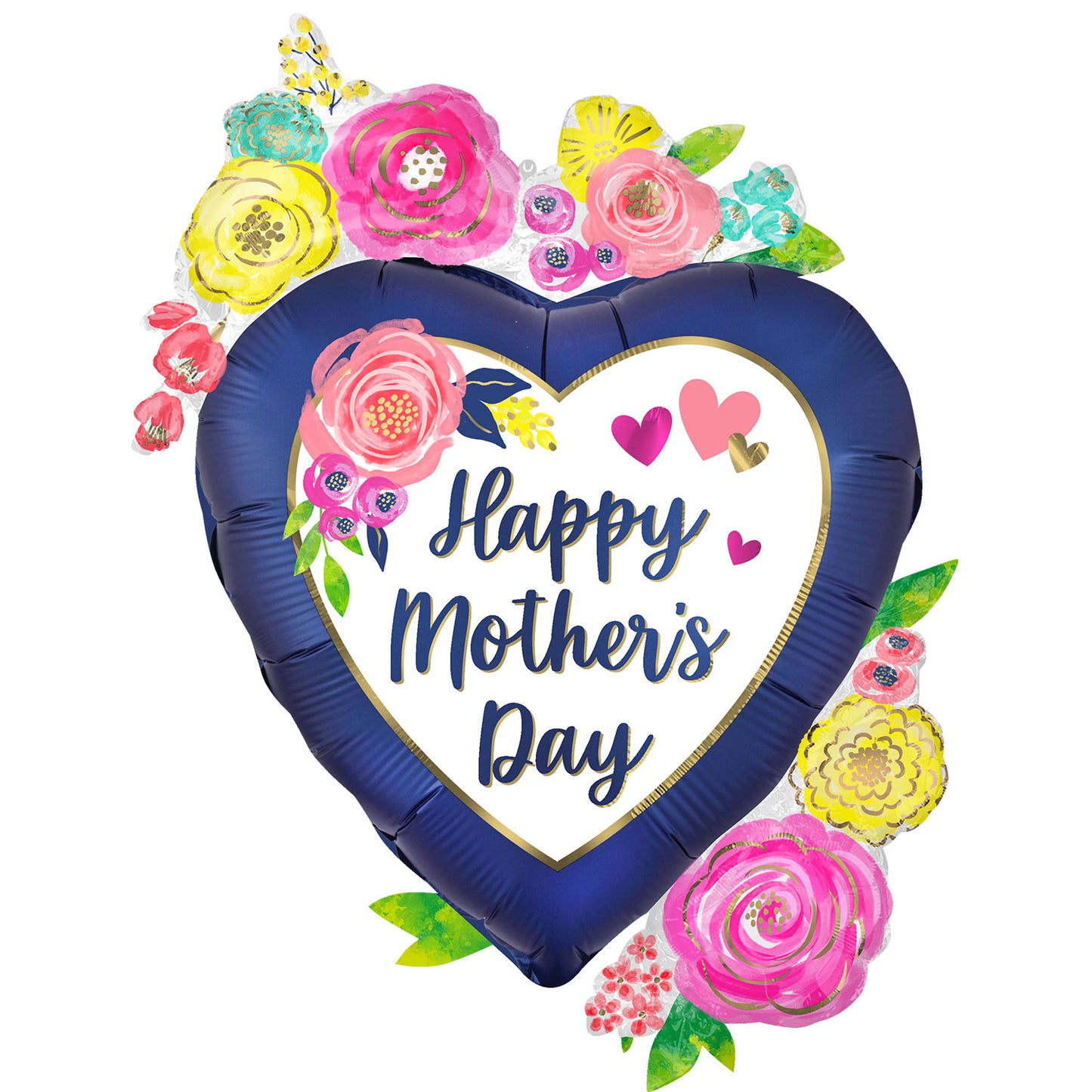 Floral Pink Watercolour Mother's Day SuperShape Satin Luxe Balloon - 25" x 34" Foil