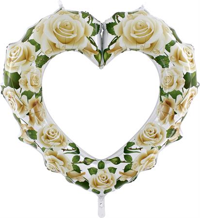 White Roses Heart Frame