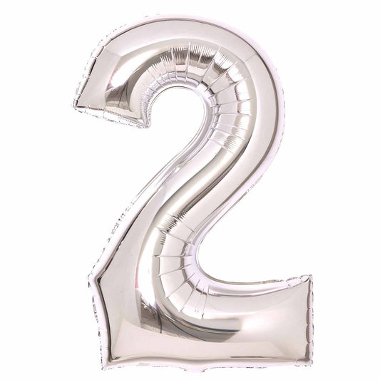 Silver Number 2 Balloon - 34" Foil