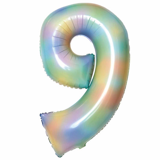 Pastel Rainbow Number 9 Balloon - 34" Foil