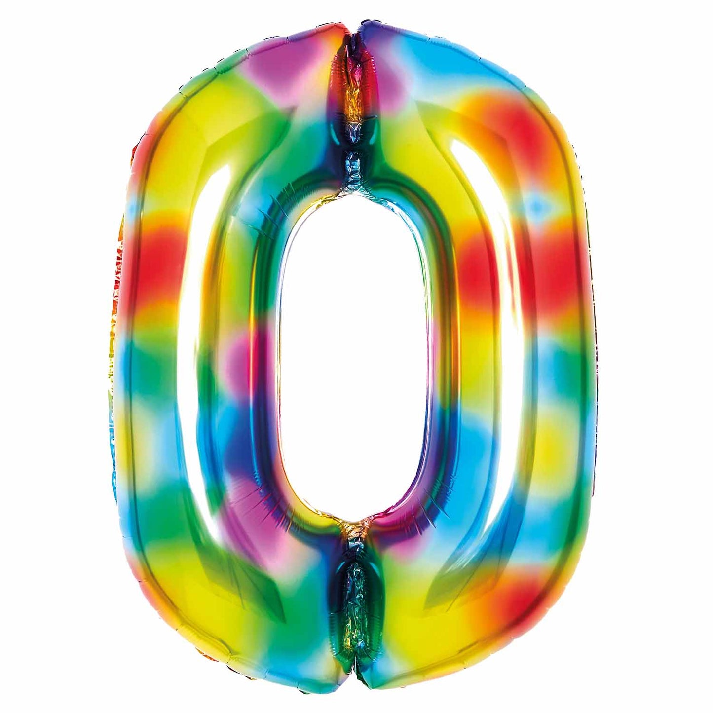 Bright Rainbow Number 0 Balloon - 34" Foil