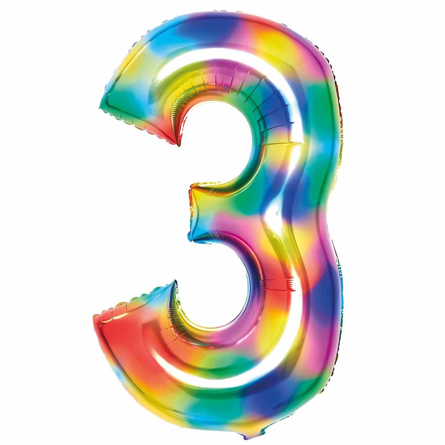 Bright Rainbow Number 3 Balloon - 34" Foil