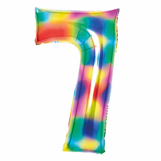 Bright Rainbow Number 7 Balloon - 34" Foil