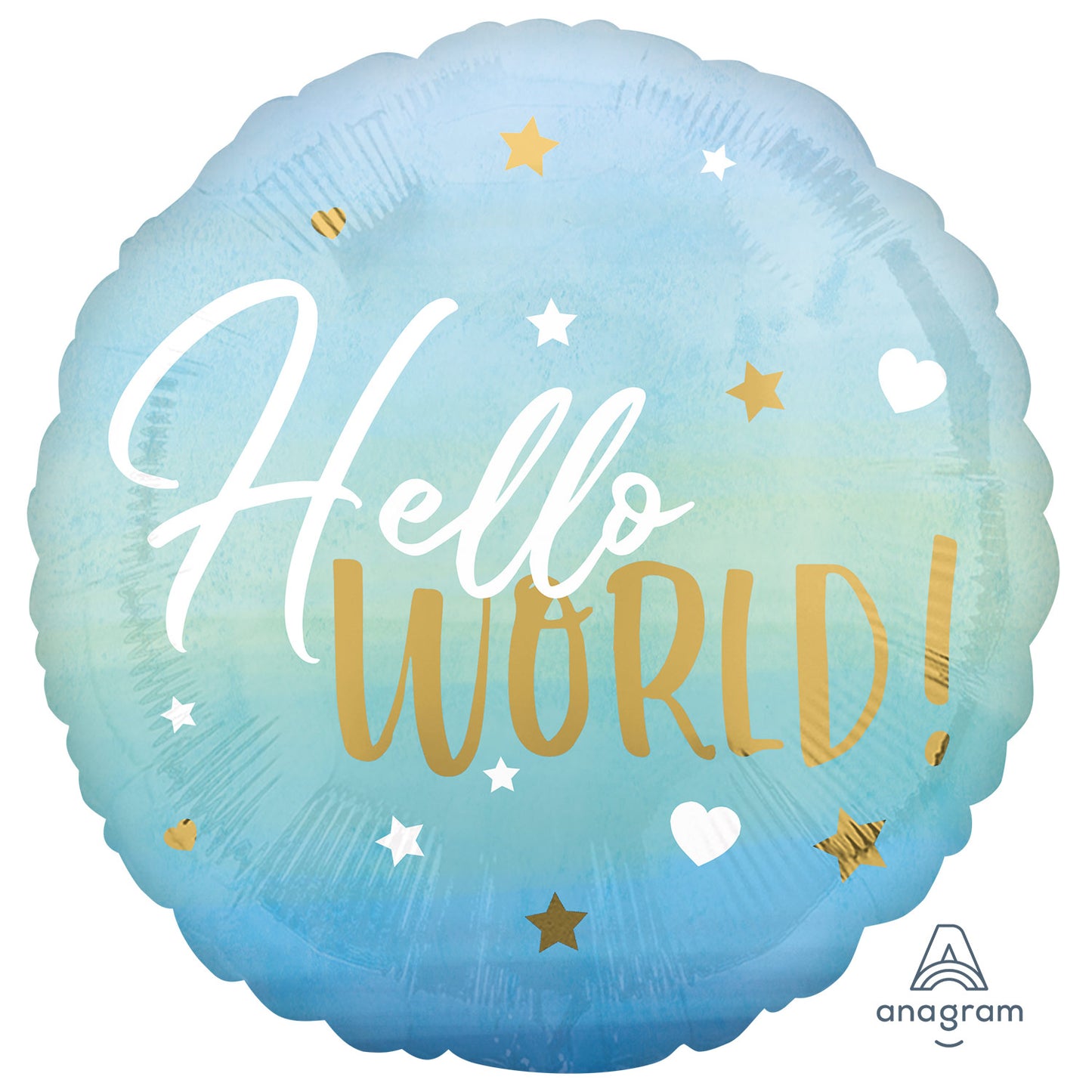 Baby Boy Blue Hello World Foil Balloons - Foil 18"