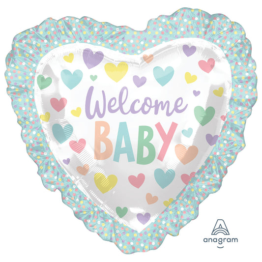 Baby Ruffle Heart SuperShape Foil Balloons - foil 28"/71cm w x 28"/71cm h
