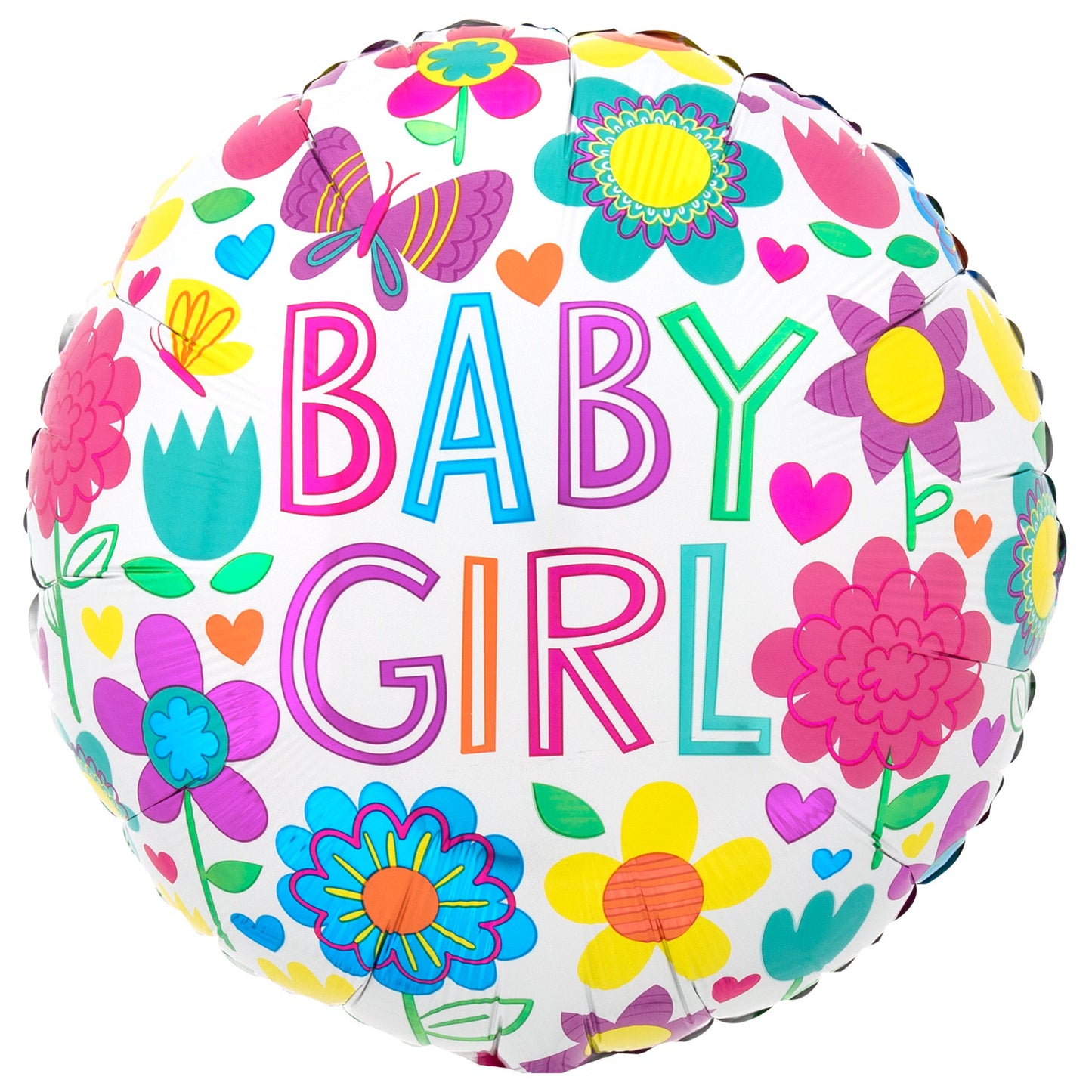 Baby Girl Floral Butterfly Foil Balloons - Foil 18"