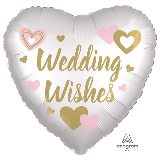 Wedding Wishes White Satin Balloons - 18" Foil