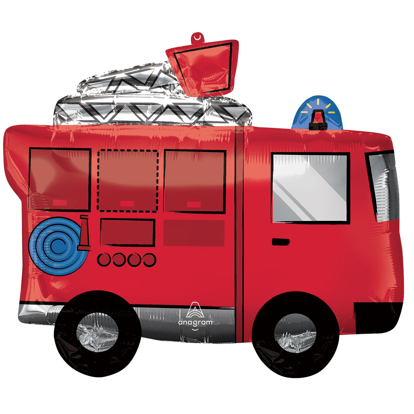 Fire Engine SuperShape Foil Balloon - Foil 26"/66cm w x 22"/55cm h