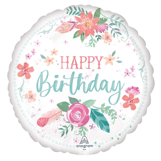 Free Spirit Happy Birthday Foil Balloons - Foil 18"