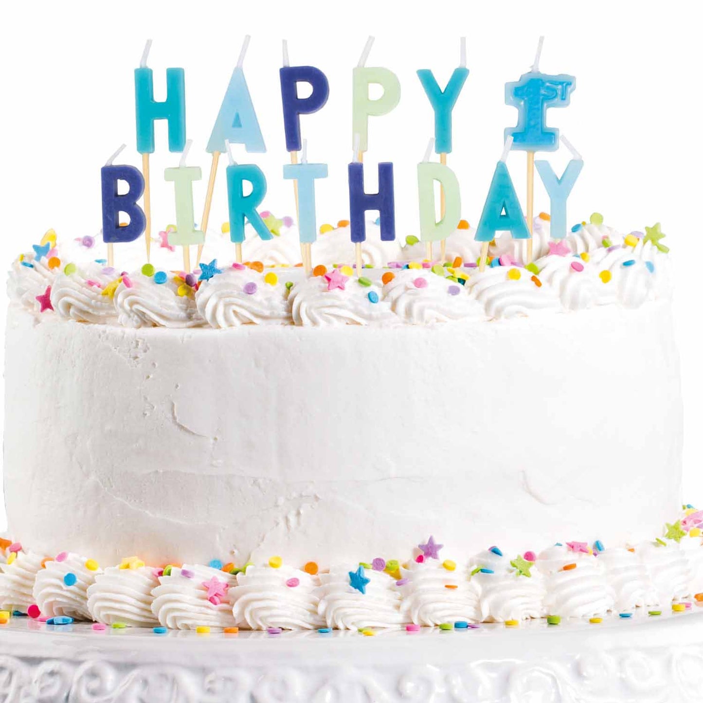 Happy 1st Birthday Blue Pick Candles 2cm - 1 PC