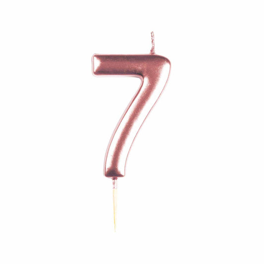 #7 Metallic Rose Gold Finish Numerical Candle (6cm) - 1 PC