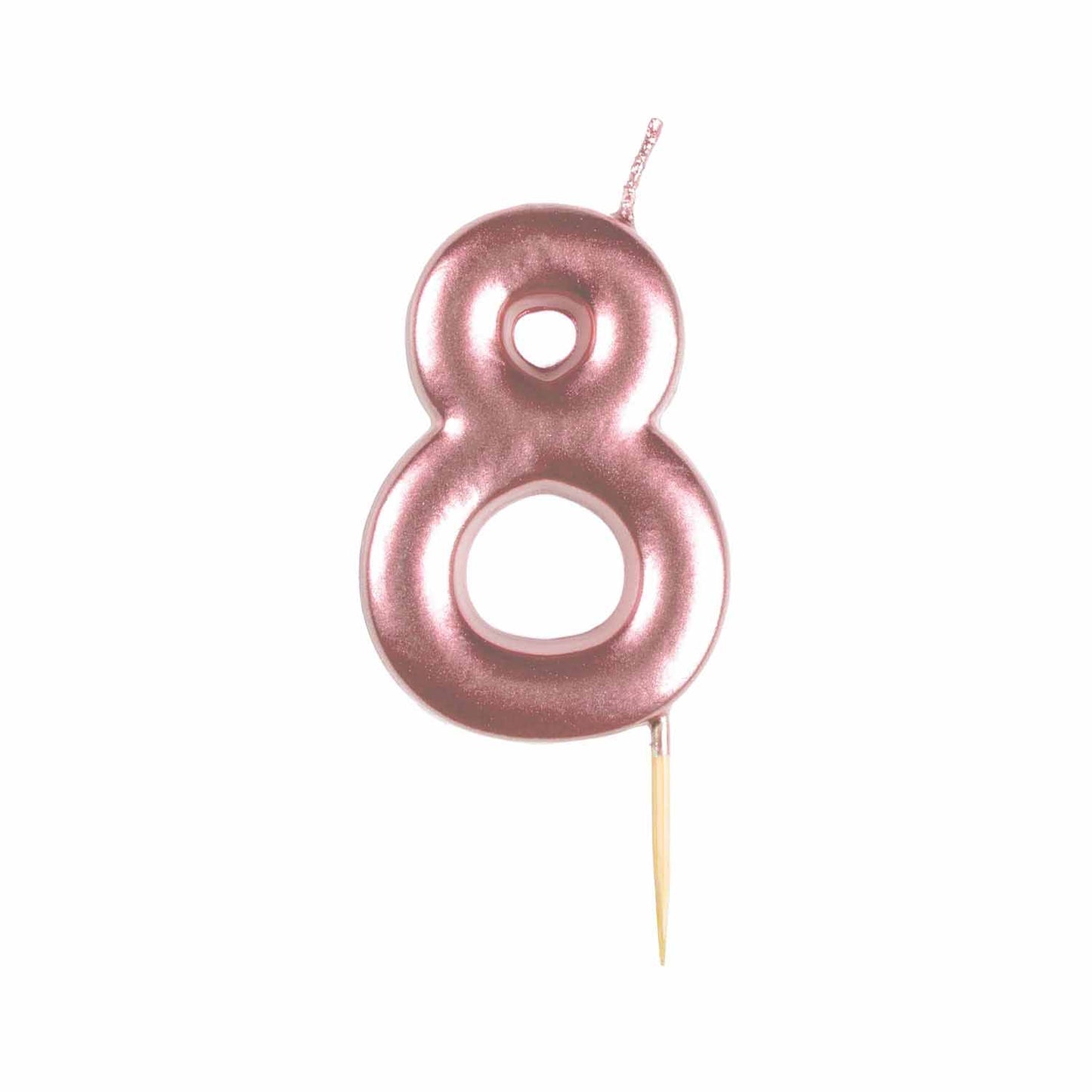 #8 Metallic Rose Gold Finish Numerical Candle (6cm) - 1 PC
