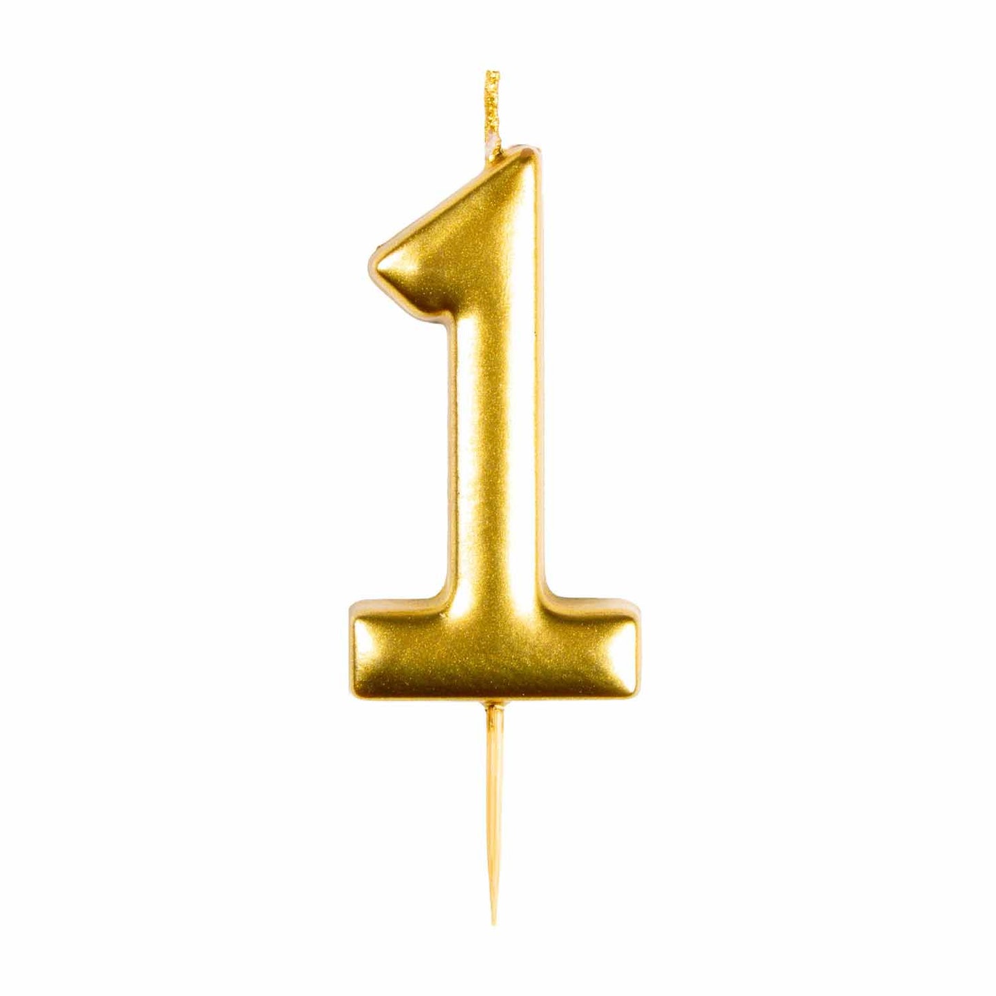 #1 Metallic Gold Finish Numerical Candle (6cm) - 1 PC