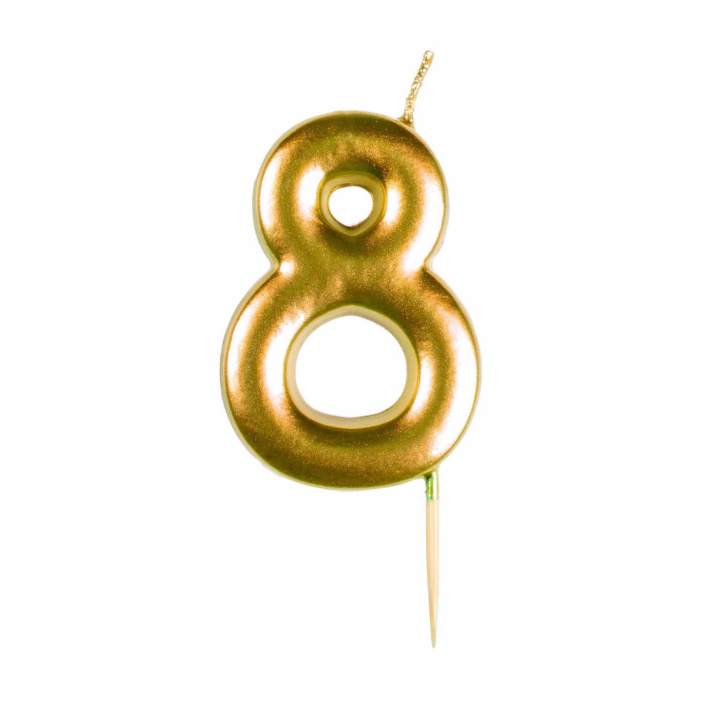 #8 Metallic Gold Finish Numerical Candle (6cm) - 1 PC