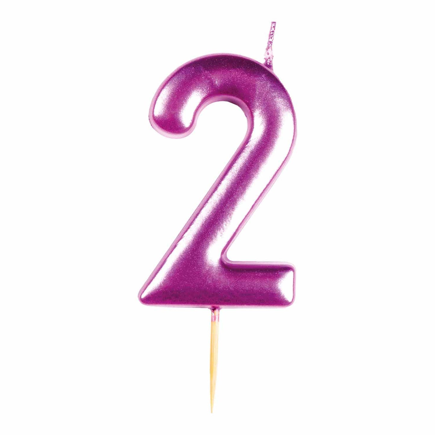 #2 Metallic Pink Finish Numerical Candle (6cm) - 1 PC