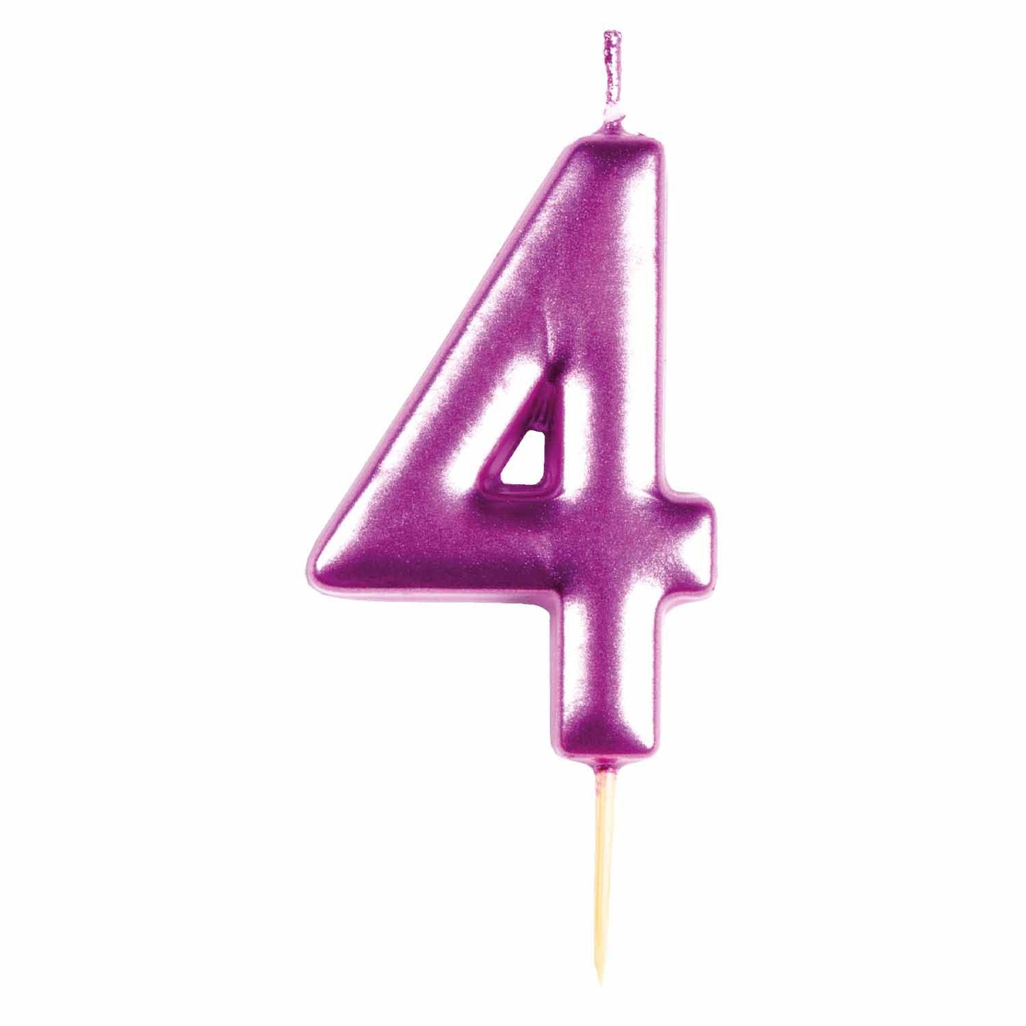 #4 Metallic Pink Finish Numerical Candle (6cm) - 1 PC