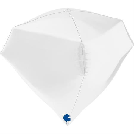 4D-White Gem Balloon - 18" Foil