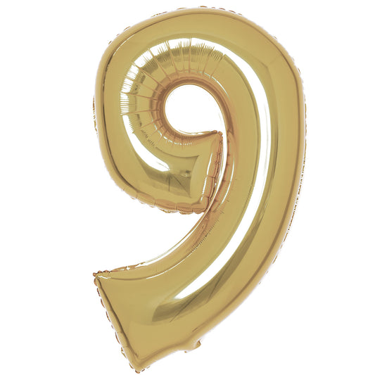White Gold Number 9 Balloon - 34" Foil