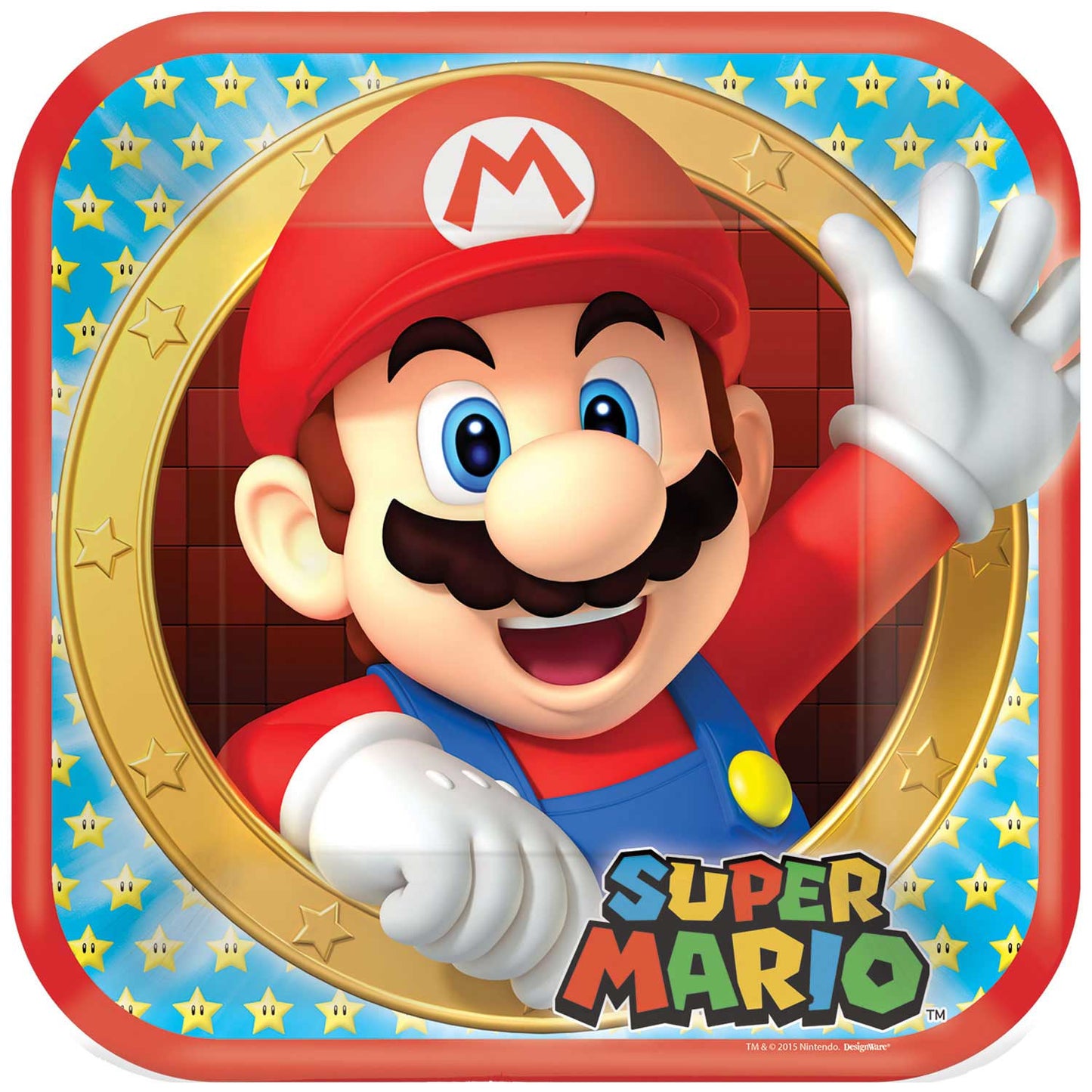 Super Mario Square Paper Plates - 23cm (8ct)