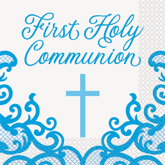 Communion Blue Cross Lunch Napkins 16pack - (1ct)
