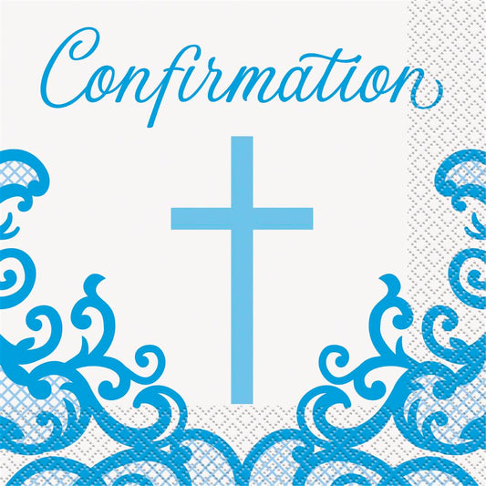 Confirmation Blue Cross Lunch Napkins 16pack - (1ct)