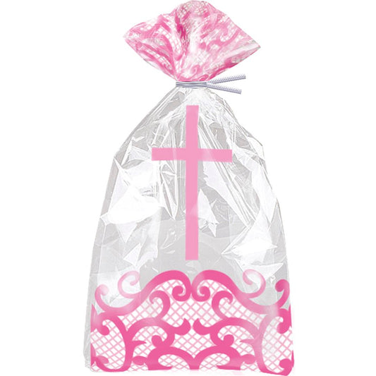 Fancy Pink Cross Cello Bags 11" X 5" - (20ct)