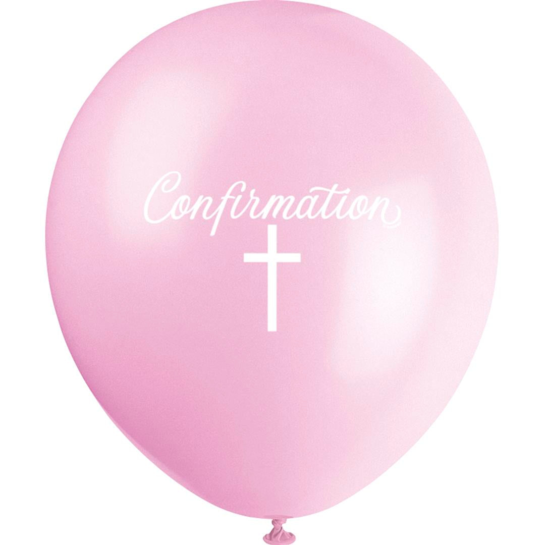 Confirmation Fancy Pink Cross - 11" latex 8ct