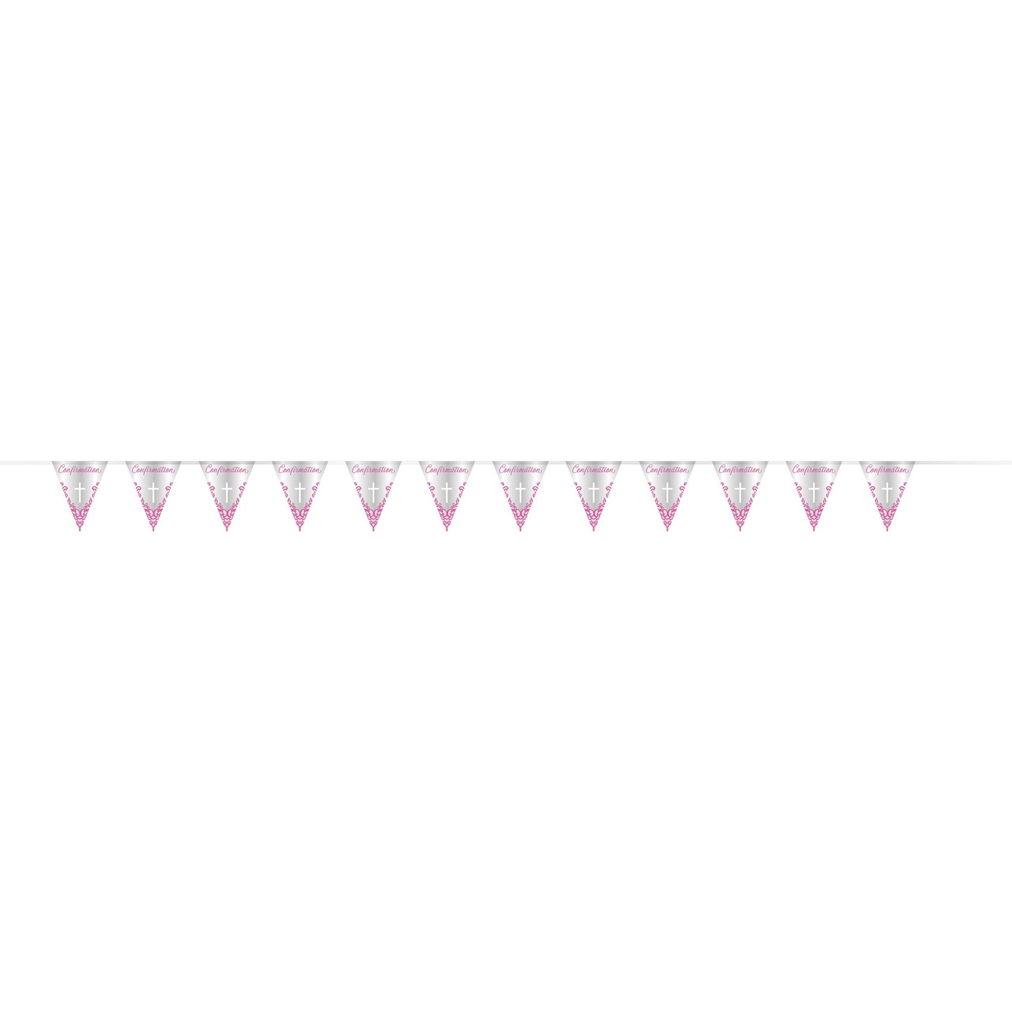 Confirmation Pink Foil Flag Banner 9ft - (1ct)