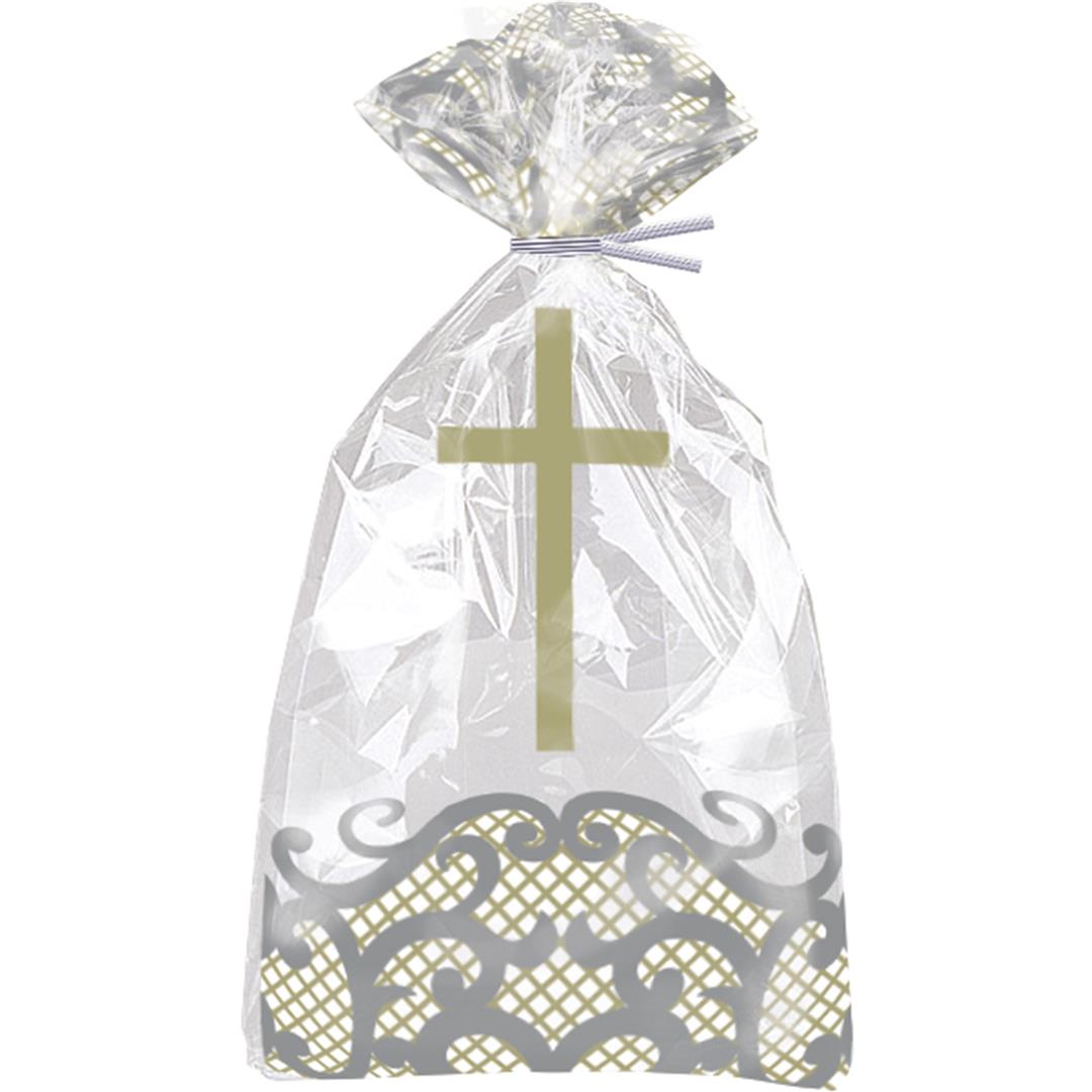 Fancy Gold Cross Cello Treat Bags - (20ct)
