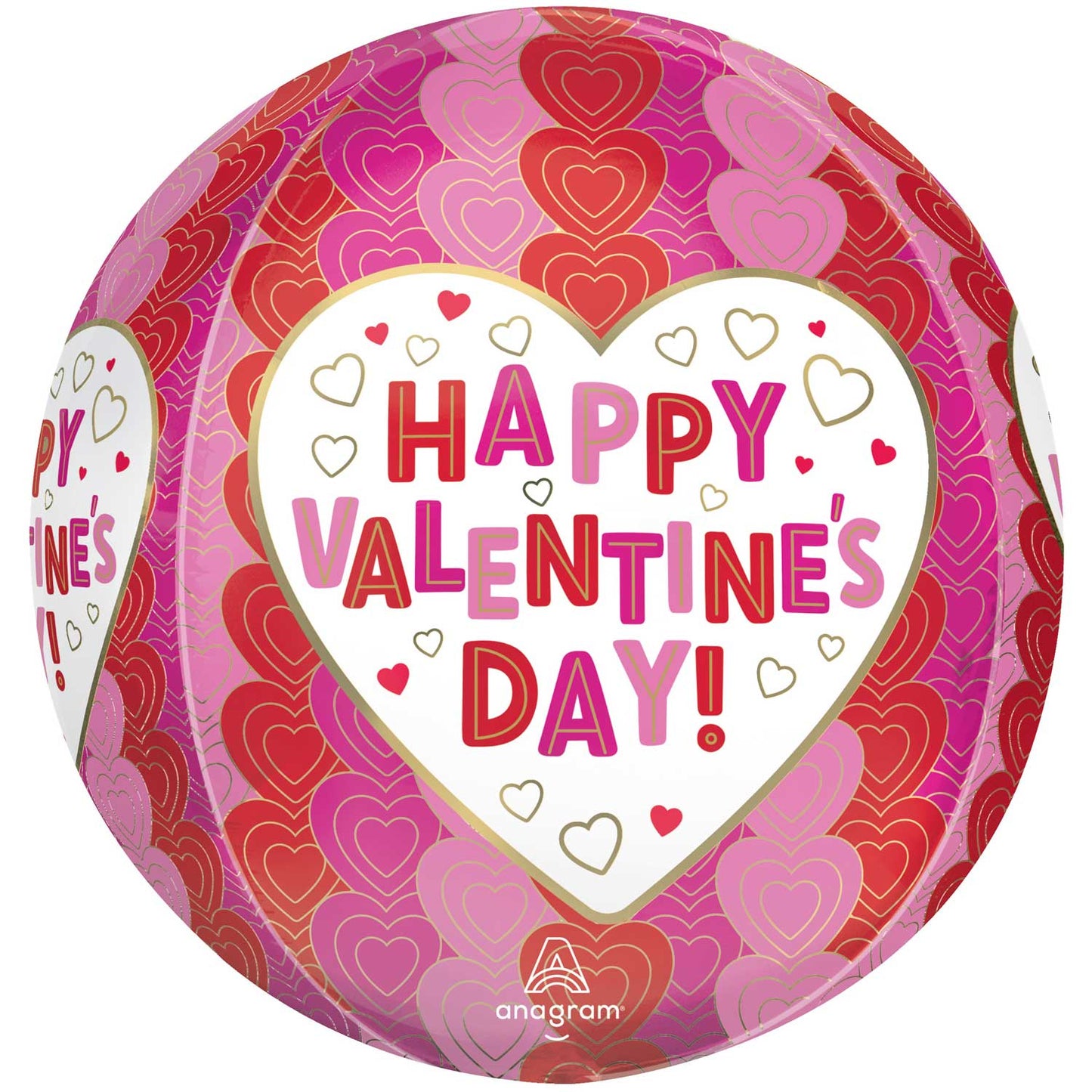 Happy Valentine's Day Wrapped In Hearts Orbz Balloons - foil