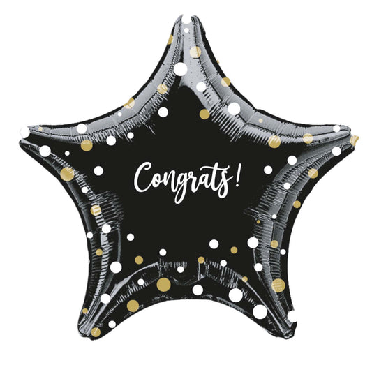 Congrats Black Star Balloon - 18" Foil