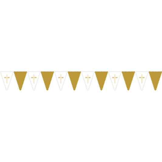 Botanical Celebration Cross Reusable Plastic Bunting 2.75m - (1ct)