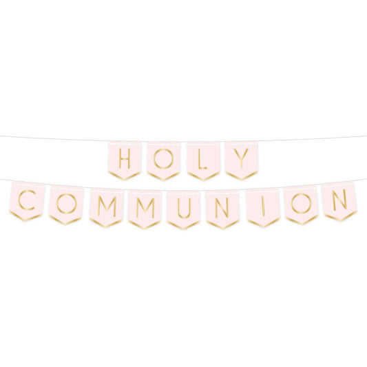 Pink Botanical Celebration Communion Card Pennant Banners 2.5m - (1ct)