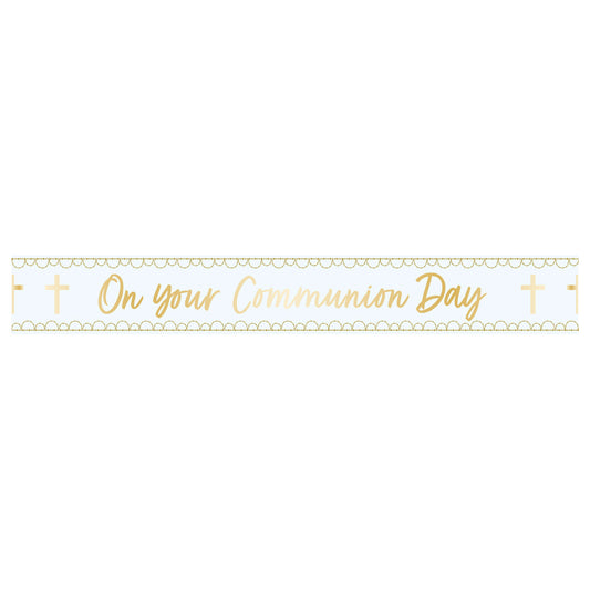 Blue Botanical Celebration Communion Foil Banners 2.7m - (1ct)