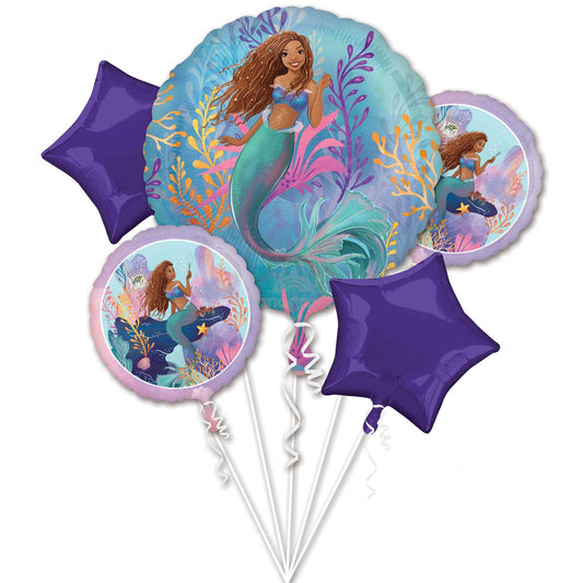 Little Mermaid Live Action Balloon Bouquet - Foil 5 pack