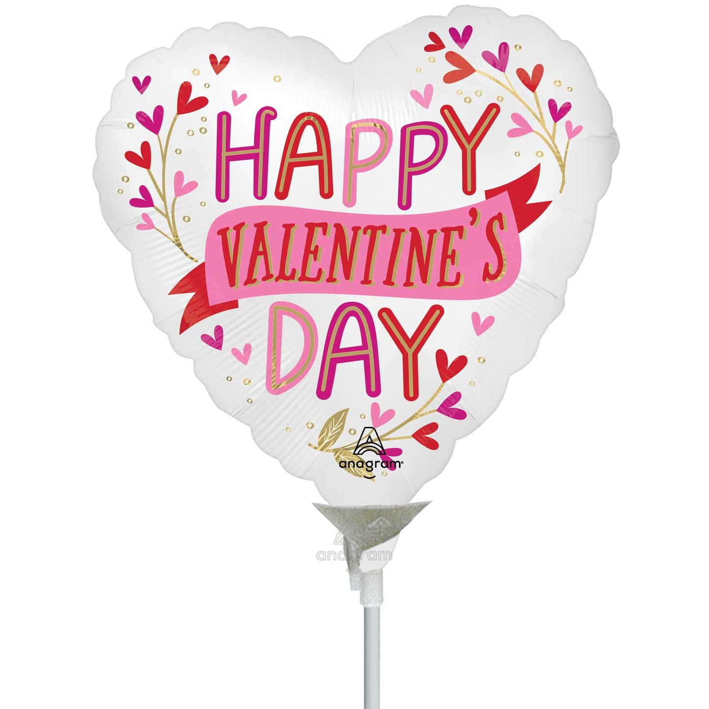 Mini Happy Valentine's Satin Botanicals Balloon – 9" Foil