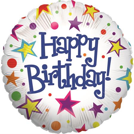 Bright White Birthday Balloon - 18" Foil Unpackaged