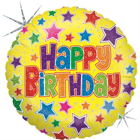 Bold Stars Birthday Balloon - 18" Foil Unpackaged
