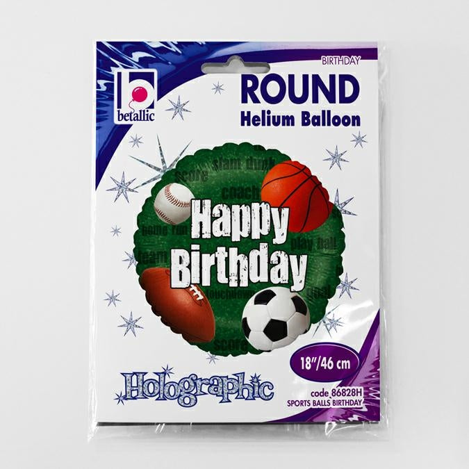 Sports Balls Birthday Holographic Balloon - 18" Foil - Packaged