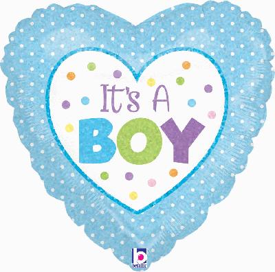 Baby Boy Dots Balloon - 18" Foil UNPackaged
