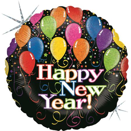 New Year Holographic Balloon - 18" Foil