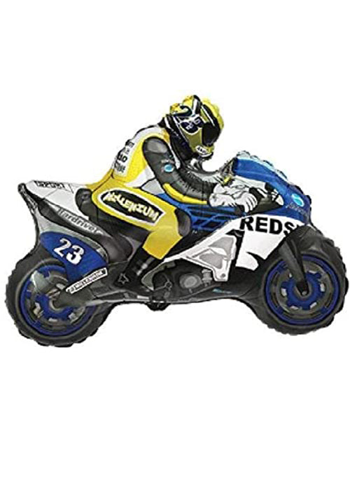 Blue/Yellow Motor Racing Mini Shape Air-Filled Balloon – Foil 14"