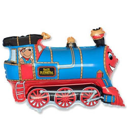Blue Train Mini Shape Air-Filled Balloon – Foil 14"