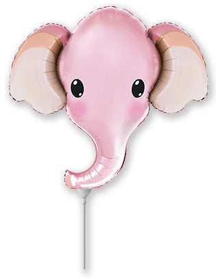 Elephant Head Pink Mini Air-Filled Balloon – Foil 14"