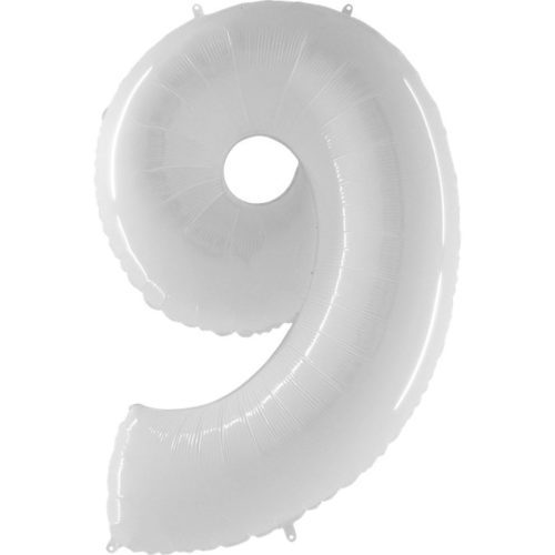 White Number 9 Balloon - 40" Foil