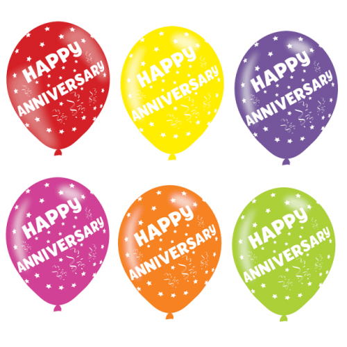 Assorted Happy Anniversary Balloons - 11" Latex (6ct)