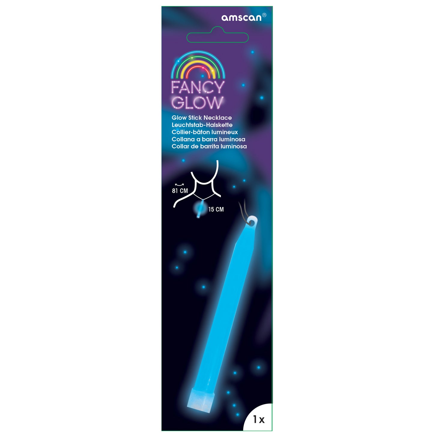 Fancy Glow Blue Stick Necklaces 15cm - 1 PC