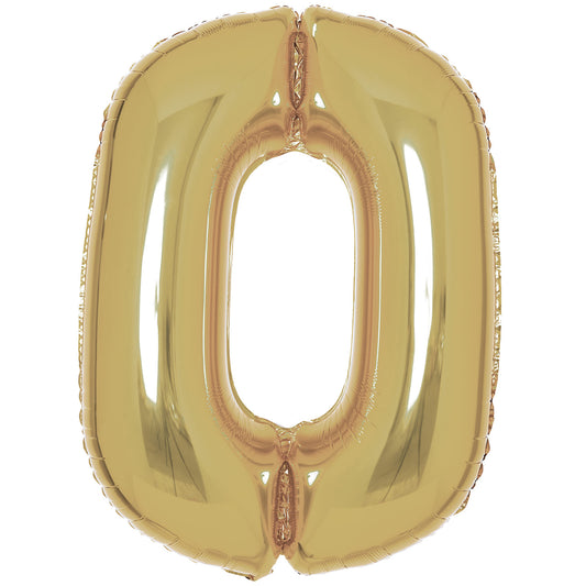 White Gold Number 0 Balloon - 34" Foil